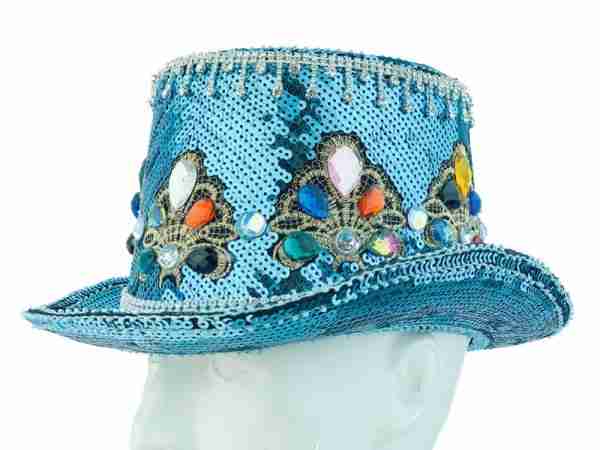 Aqua Blue Sequin Top Hat