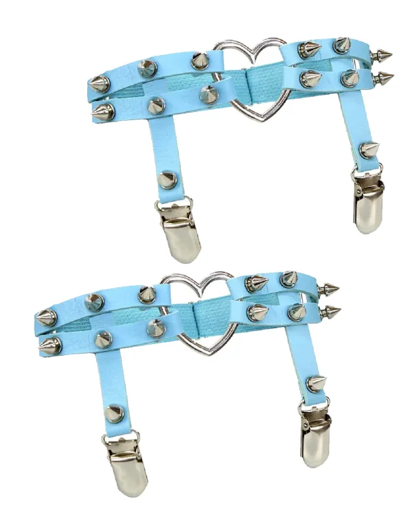 Heart Spiked Faux Leather Leg Garters ( 2pc )