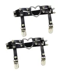 Heart Spiked Faux Leather Leg Garters ( 2pc )