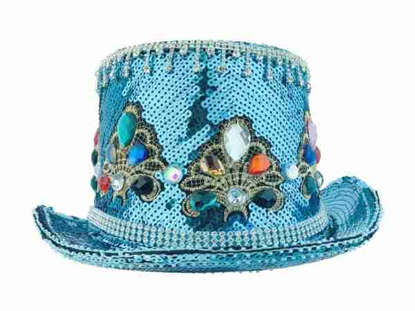 Aqua Blue Sequin Top Hat