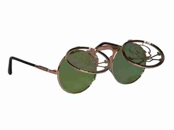 Steampunk Skull Gold Sunglasses Round