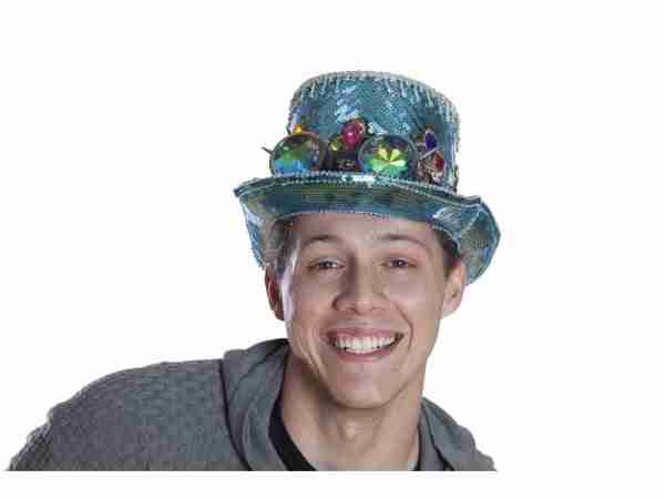 Aqua Blue Sequin Top Hat