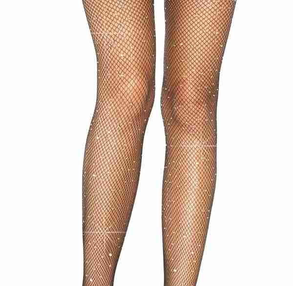 Rhinestone Fishnet Suspender Pantyhose