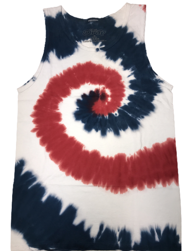 The Drop Tie dye  Tank - Red/White/Blue Combo
