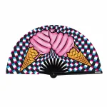 Ice Cream You Scream Super Blacklight Reactive Folding Fan