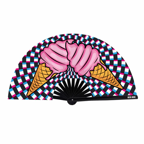 Ice Cream You Scream Super Blacklight Reactive Folding Fan