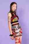 Punk Jigsaw Lattice Belt Mini Mesh Skirt