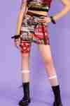 Punk Jigsaw Lattice Belt Mini Mesh Skirt