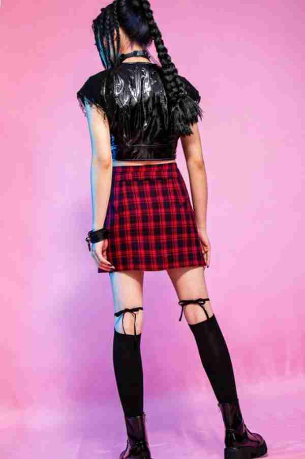 Croft Buckle Low Waist Plaid Skirt