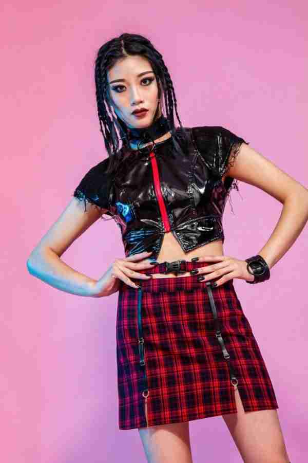 Croft Buckle Low Waist Plaid Skirt