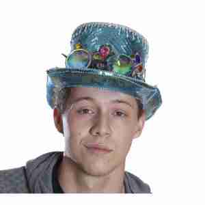 Aqua Blue Sequin Top Hat