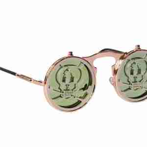 Steampunk Skull Gold Sunglasses Round