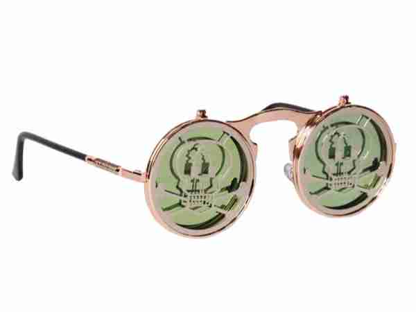 Steampunk Skull Gold Sunglasses Round
