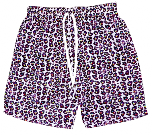 Rave Shorts - White Rainbow and Leopard