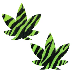 Rad Zeebs Neon Green Blacklight Dope AF Weed Leaf Nipple Cover Pasties