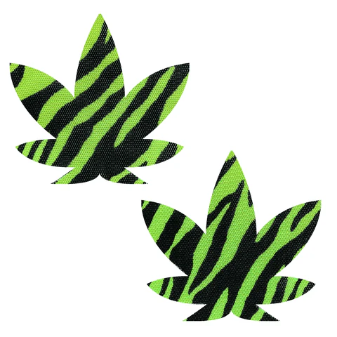 Rad Zeebs Neon Green Blacklight Dope AF Weed Leaf Nipple Cover Pasties