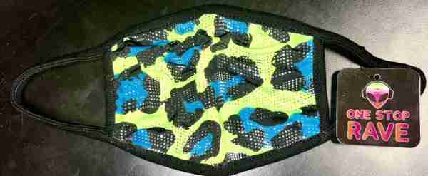 One Stop Rave Face Mask Green Leopard