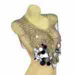 Metallic Chainmail Crop Top With Large Sequin Accents