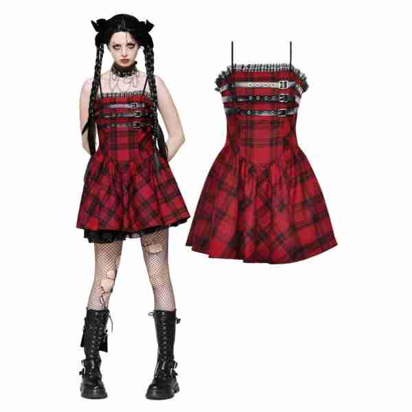Punk Striped Ruffle Dress