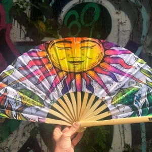 Sun And Luna Moth Hand Fan