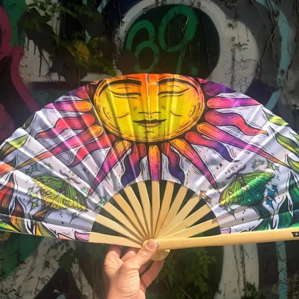 Sun And Luna Moth Hand Fan