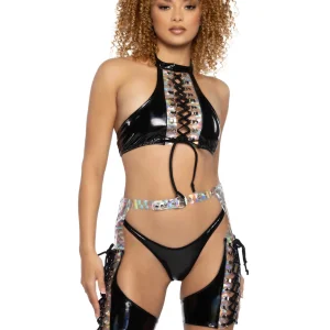 PVC & Prism Lace-Up Top