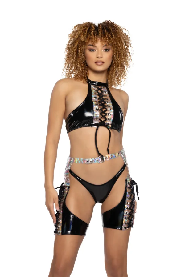 PVC & Prism Lace-Up Top