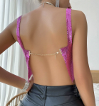 Hot Pink Crop Metallic Cami Top