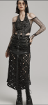 Punk Cross Hollowed Slit Skirt Black
