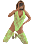 Sexy Lace See Through Bodysuit w/ Stockings
