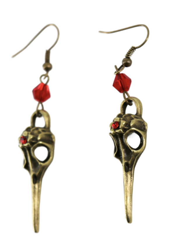 Bird Skull Earrings Brass Steampunk
