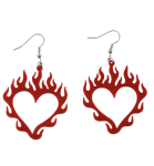 Heart earrings with flames