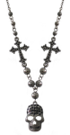 Bone Skull w/ Cross Necklace