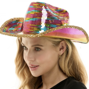 Rainbow Mirror Cowboy Hat