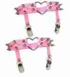 Heart Spiked Faux Leather Leg Garters ( 2pc )