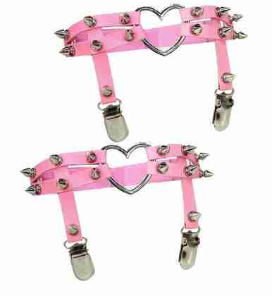 Heart Spiked Faux Leather Leg Garters ( 2pc )