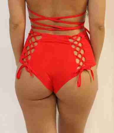 High Waist W/ Red Laced Back Bottoms