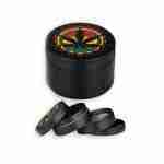 Black Rasta Leaf Herb Grinder 4pc Aluminum 50mm