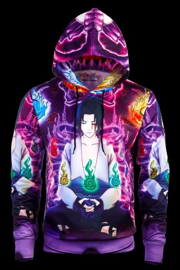 Anime-Inspired Neon Graphic Hoodie