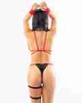 Screamo Thong Bikini Bottom - Black/Red