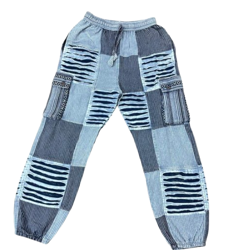 Patchwork Grey Stripe Pants – Festival Pants