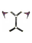 Black Faux Leather & Rainbow Holo Butterfly Wing Harness