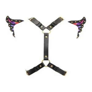 Black-Faux-Leather-Rainbow-Holo-Butterfly-Wing-Harness-Rear.webp