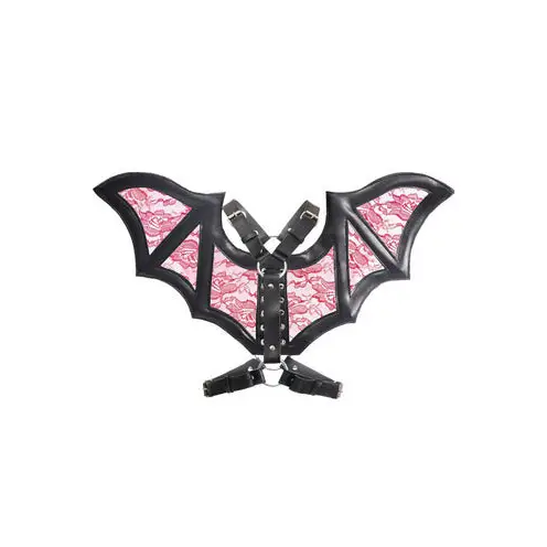 Black/Red Faux Leather & Lace Wing Harness