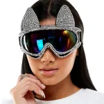 Black Silver Rhinestone Cat Goggles