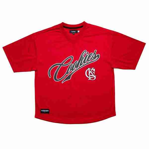 Cookies Intermurals Batting Practice Jersey β Red Mesh Streetwear Top