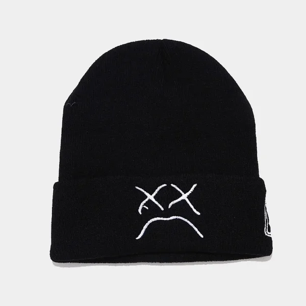 Crying Face Black Beanie