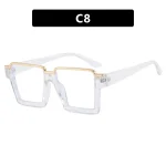 Fashionable Grey Square Flat Glasses