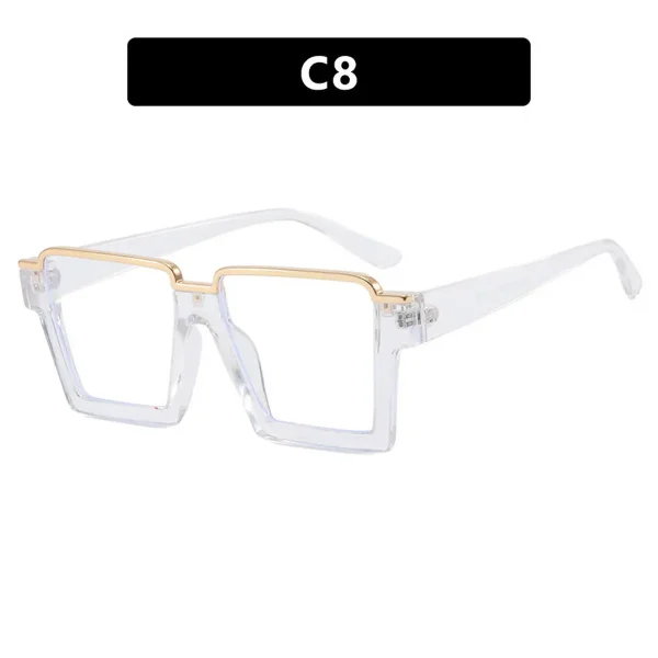 Fashionable Grey Square Flat Glasses