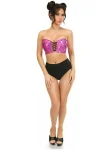 Lavish Fuchsia Holo Lace-Up Bustier Top